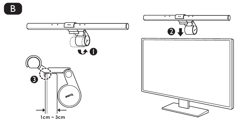 BenQ - ScreenBar AR17 - Installatie - Stap 2 Installatie - Stap 2