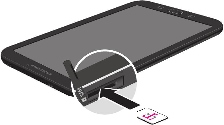 Samsung - Galaxy Tab E - Apparaat instellen - Stap 1 - De simkaart plaatsen Apparaat instellen - Stap 1 - De simkaart plaatsen