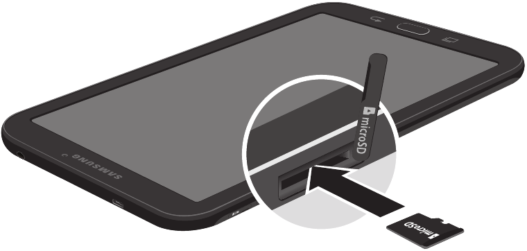 Samsung - Galaxy Tab E - Apparaat instellen - Stap 2 - Geheugenkaart plaatsen Apparaat instellen - Stap 2 - Geheugenkaart plaatsen
