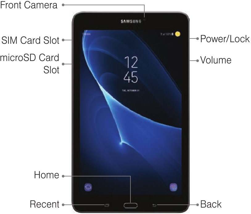 Samsung - Galaxy Tab E - Overzicht - Deel 1 - Vooraanzicht Overzicht - Deel 1 - Vooraanzicht