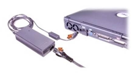 Dell - Latitude PP01X - De AC-adapter aansluiten De AC-adapter aansluiten