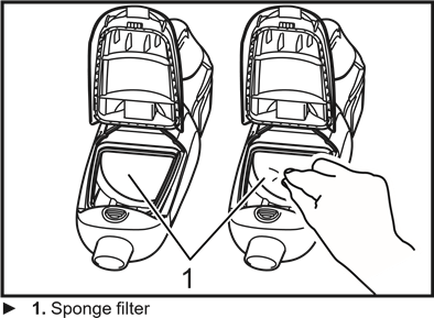 Makita - DCL182 - Het sponsfilter verwijderen en installeren - Stap 1 Makita - DCL182 - Het sponsfilter verwijderen en installeren - Stap 1