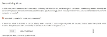 SISO- en VDSL-compatibiliteitsmodi