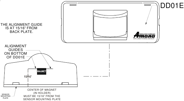 Amana - PTAC - Deurmagneetinstallatie - Stap 4 Deurmagneetinstallatie - Stap 4