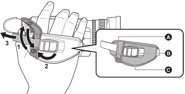 Panasonic - HC-X1500 - De gripband aanpassen De gripband aanpassen