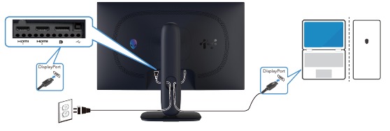 Dell - Alienware 27 - De DisplayPort-kabel aansluiten (DP naar DP) De DisplayPort-kabel aansluiten (DP naar DP)