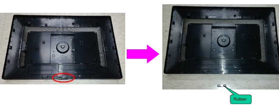 HP - EliteDisplay E241i - Verwijder rubber van de achterklep Verwijder rubber van de achterklep