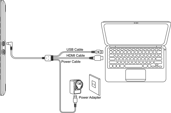 Huion - KAMVAS 16 - Schermverbinding - Stap 1 Schermverbinding - Stap 1