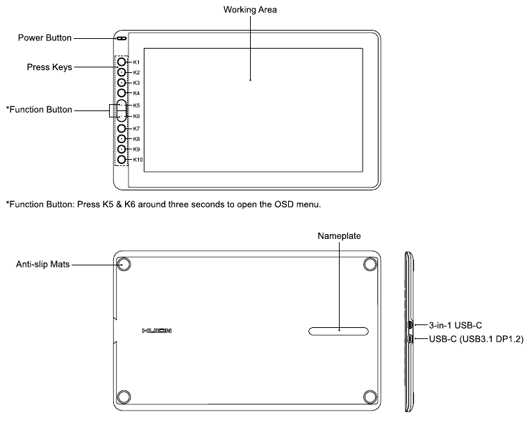 Huion - KAMVAS 16 - Tablet Overzicht Tablet Overzicht