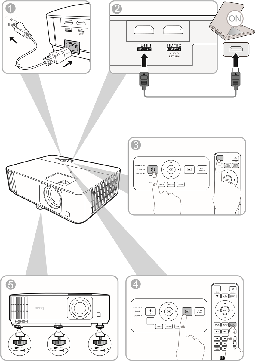 Benq - TK700 - Instellen - Stap 1 Instellen - Stap 1
