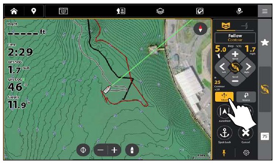 Humminbird - LakeMaster - Volg de contourlijn aanpassen Volg de contourlijn aanpassen