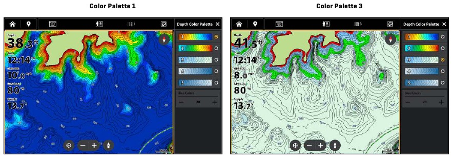 Humminbird - LakeMaster - De kleurenpalet wijzigen De kleurenpalet wijzigen