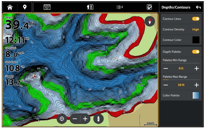 Humminbird - LakeMaster - Menu Diepten/Contouren Menu Diepten/Contouren