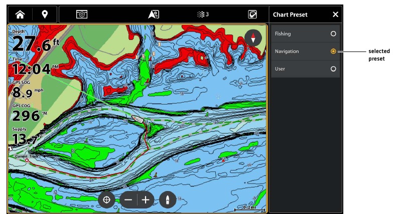 Humminbird - LakeMaster - Selecting a Chart Preset Selecting a Chart Preset