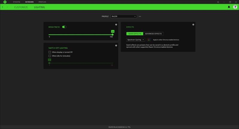 Razer - BLACKWIDOW V4 75% - CONFIGUREREN - TOETSENBORD - Verlichting CONFIGUREREN - TOETSENBORD - Verlichting