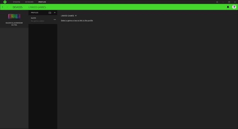 Razer - BLACKWIDOW V4 75% - CONFIGUREREN - TABBLAD PROFIELEN - Apparaten CONFIGUREREN - TABBLAD PROFIELEN - Apparaten