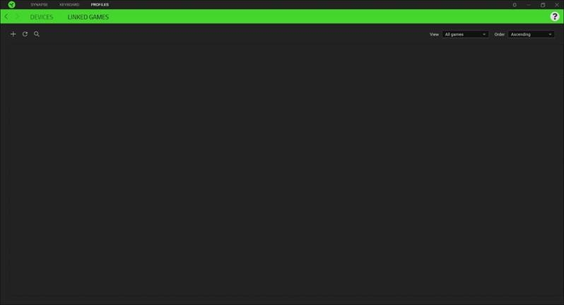 Razer - BLACKWIDOW V4 75% - CONFIGUREREN - TABBLAD PROFIELEN - Gekoppelde games CONFIGUREREN - TABBLAD PROFIELEN - Gekoppelde games