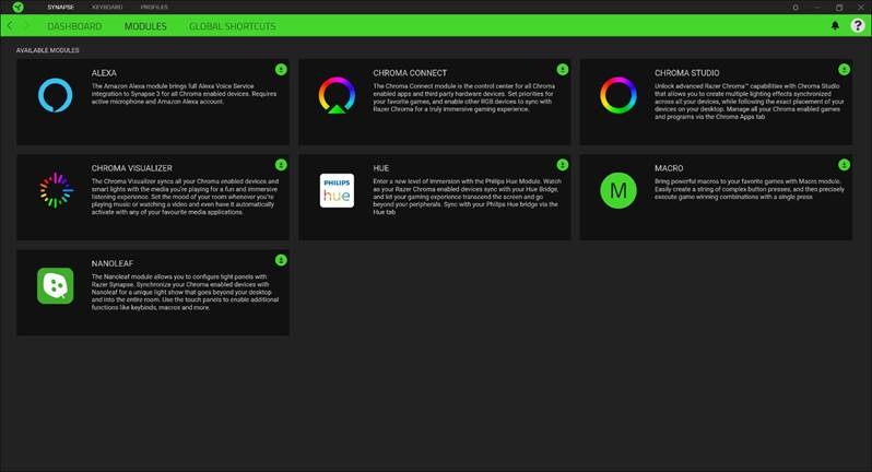 Razer - BLACKWIDOW V4 75% - CONFIGUREREN - TABBLAD SYNAPSE - Modules CONFIGUREREN - TABBLAD SYNAPSE - Modules