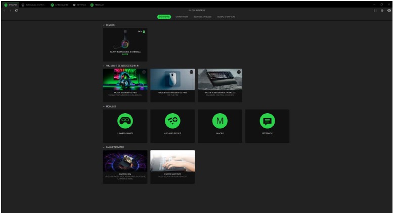 Razer - BARRACUDA X CHROMA - UW APPARAAT CONFIGUREREN - Razer Synapse Dashboard UW APPARAAT CONFIGUREREN - Razer Synapse Dashboard