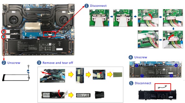 Asus - STRIX G15 Series - BATTERIJ en SSD Demontage BATTERIJ en SSD Demontage
