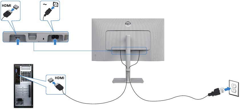Dell - S2725HS - De HDMI-kabel aansluiten De HDMI-kabel aansluiten