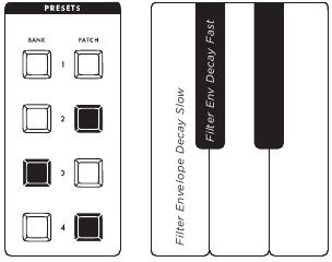 Moog - Subsequent 25 - FILTER ENVELOPE DECAY SPEED FILTER ENVELOPE DECAY SPEED