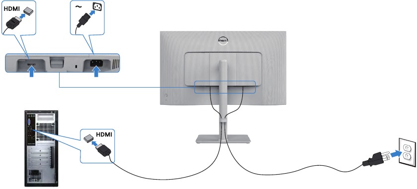 Dell - S2425HS - De HDMI-kabel aansluiten De HDMI-kabel aansluiten
