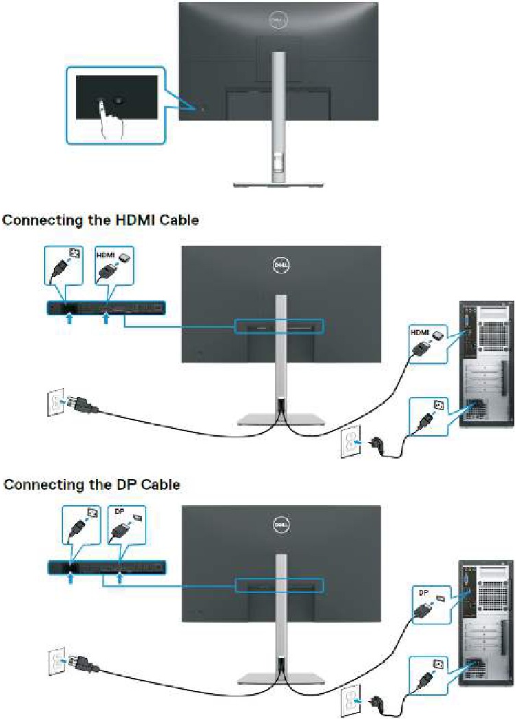 Dell - P3223QE - Aansluitingen connectiviteitskabel - Deel 1 Aansluitingen connectiviteitskabel - Deel 1