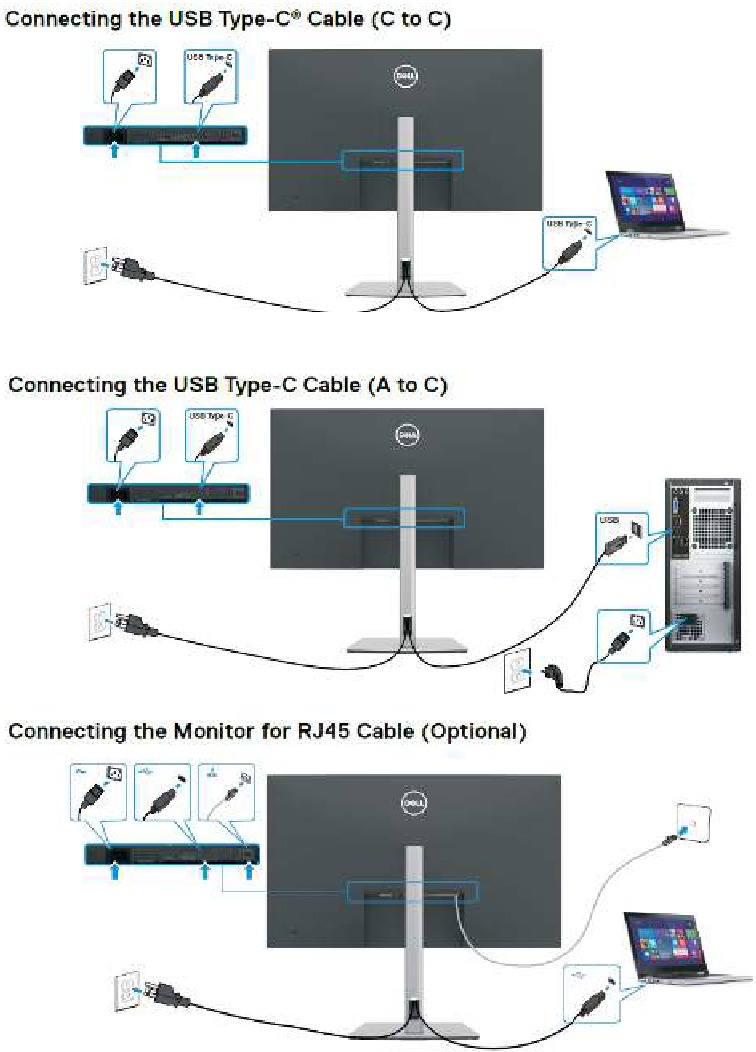 Dell - P3223QE - Aansluitingen connectiviteitskabel - Deel 2 Aansluitingen connectiviteitskabel - Deel 2