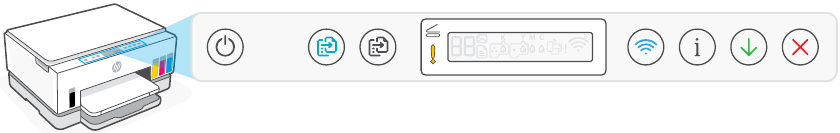 HP - Smart Tank 6000 Series - Knoppen en lampjes op het bedieningspaneel Knoppen en lampjes op het bedieningspaneel