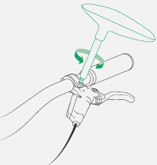 Draai de remhendelklemmen los (Torx T25) en verwijder de bevestigingen van de rem- en schakelkabels