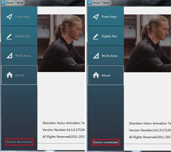 Huion - Kamvas Pro13 - Apparaatverbindingsprompt Apparaatverbindingsprompt