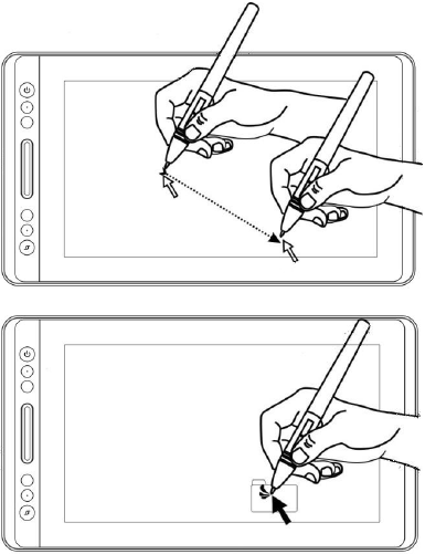 Huion - Kamvas Pro13 - De pen gebruiken - De cursor positioneren De pen gebruiken - De cursor positioneren