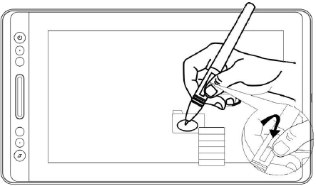 Huion - Kamvas Pro13 - De pen gebruiken - De zijknoppen gebruiken De pen gebruiken - De zijknoppen gebruiken