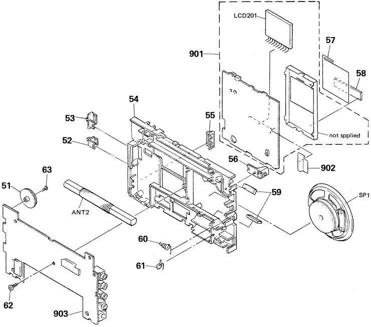 Sony - ICF-SW7600 - UITGEKLAPTE AANZICHTEN - CHASSISGEDEELTE UITGEKLAPTE AANZICHTEN - CHASSISGEDEELTE
