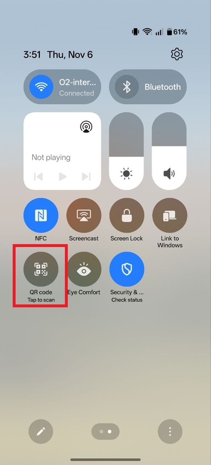 QR-scan openen in snelle instellingen op OnePlus 13R