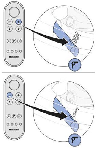 Geberit - AQUACLEAN MERA - De afstandsbediening testen - Stap 8 De afstandsbediening testen - Stap 8