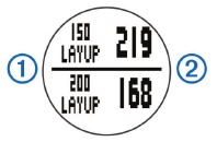 Layup- en dogleg-afstanden bekijken