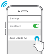 Selecteer &ldquo;JLab JBuds Air&rdquo; om verbinding te maken