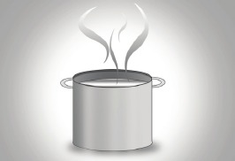 Borstkolf onderdelen in een pan met water