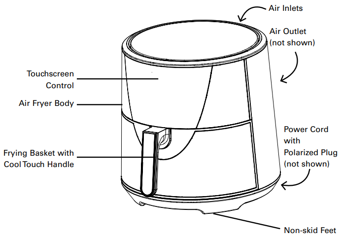 Kennismaken met uw 8 QT Touchscreen Airfryer stap 1