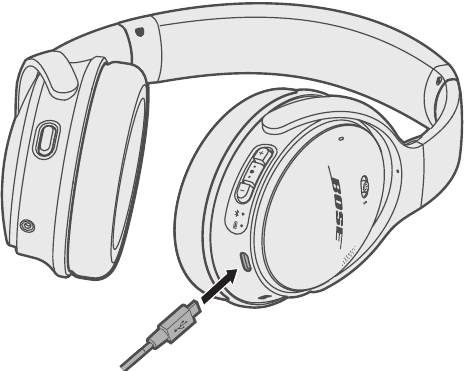 De hoofdtelefoon opladen