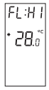 de maximumtemperatuurgrens (FL:HI) verschijnt
