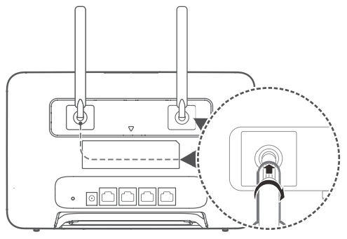 Externe antennes installeren Stap 3