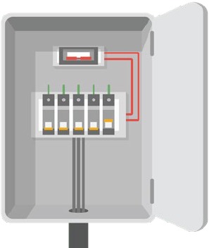 Schakel de stroom in bij de zekeringkast.