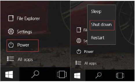 Sleep, restart and power off