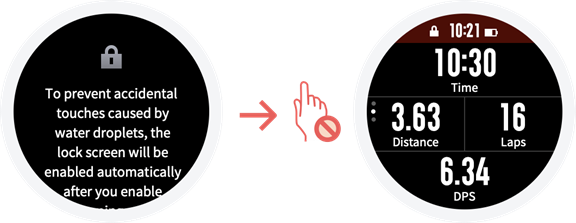 Touchscreen gebruiken tijdens het zwemmen