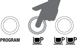 Voorgeprogrammeerd shotvolume - 1 KOP-knop