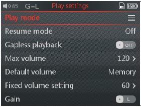 Afspeelinstellingen (geen submenu)