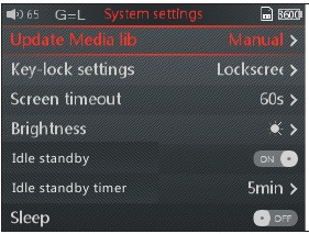 Systeeminstellingen (geen submenu)